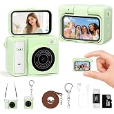 Mini Keychain Digital Camera, Green Mini Camera with FILP Screen, 1MP 1080P Small Camera, 8GB Card, Video Recorder, Long Battery Life for Travel, Party and Vlog