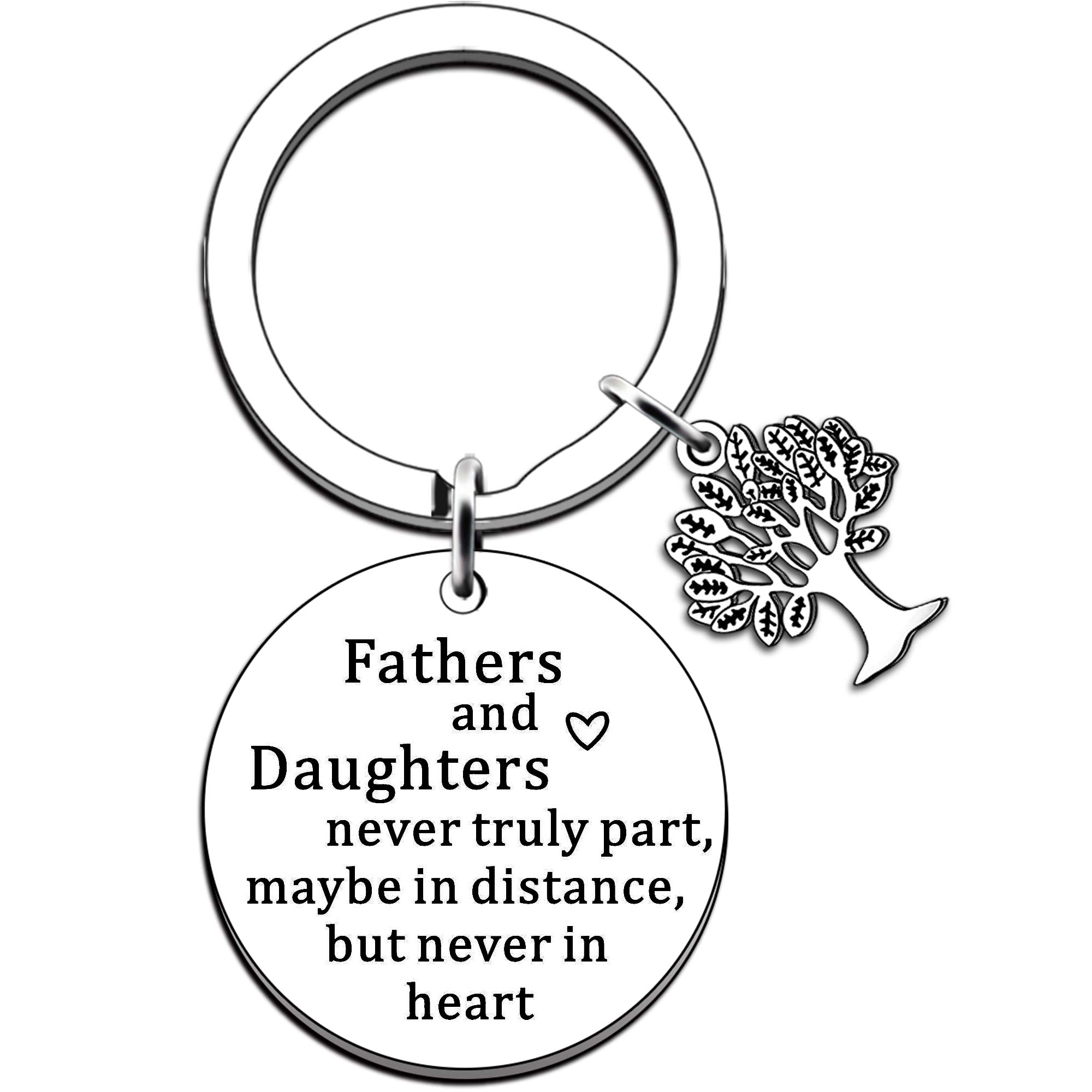 JMIMO Dad Keyring gifts from Daughter Father’s Day gifts for Daddy Papa Thank You Present Fathers and Daughters Never Truly Part Dad Birthday Present for Men