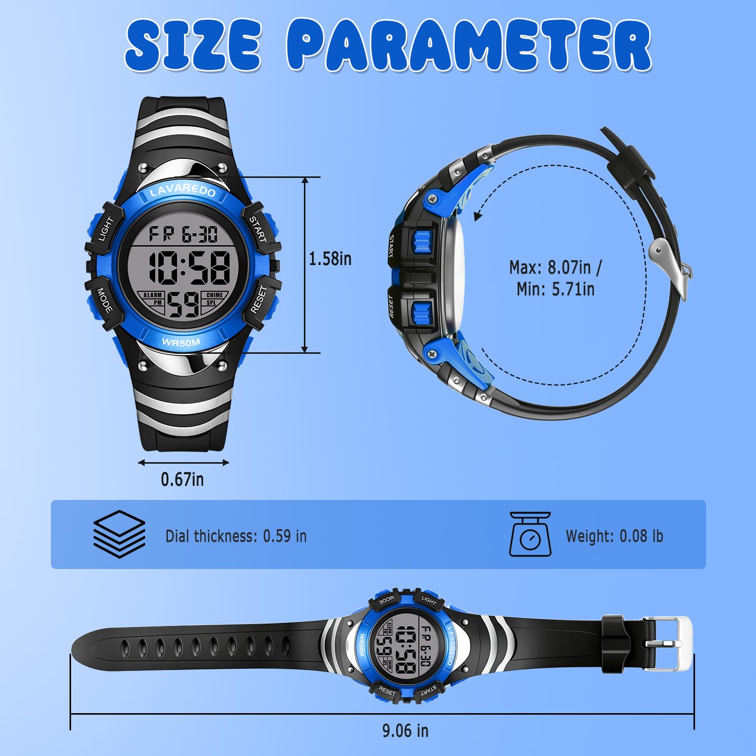 VTAIGE Kids Watch for 3-12 Year Old Boys Girls, Digital Watch for Kids Sport Outdoor Multifunctional Waterproof Watches with Alarm/LED Light/Stopwatch/Calendar Boys Wristwatch for Student, Kids Gift