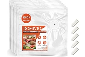 DOMIVIO Reusable Vacuum Sealer Bags, BPA Free, 25 Pcs Quart Size Vacuum Zipper Bag for Meal Prep & Food Storage, Sous Vide Ba