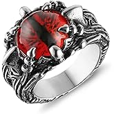 HZMAN Devil's Eye Ring for Men Biker Stainless Steel Gothic Punk Demon Claw Evil Eye Ring Halloween Jewelry Gift