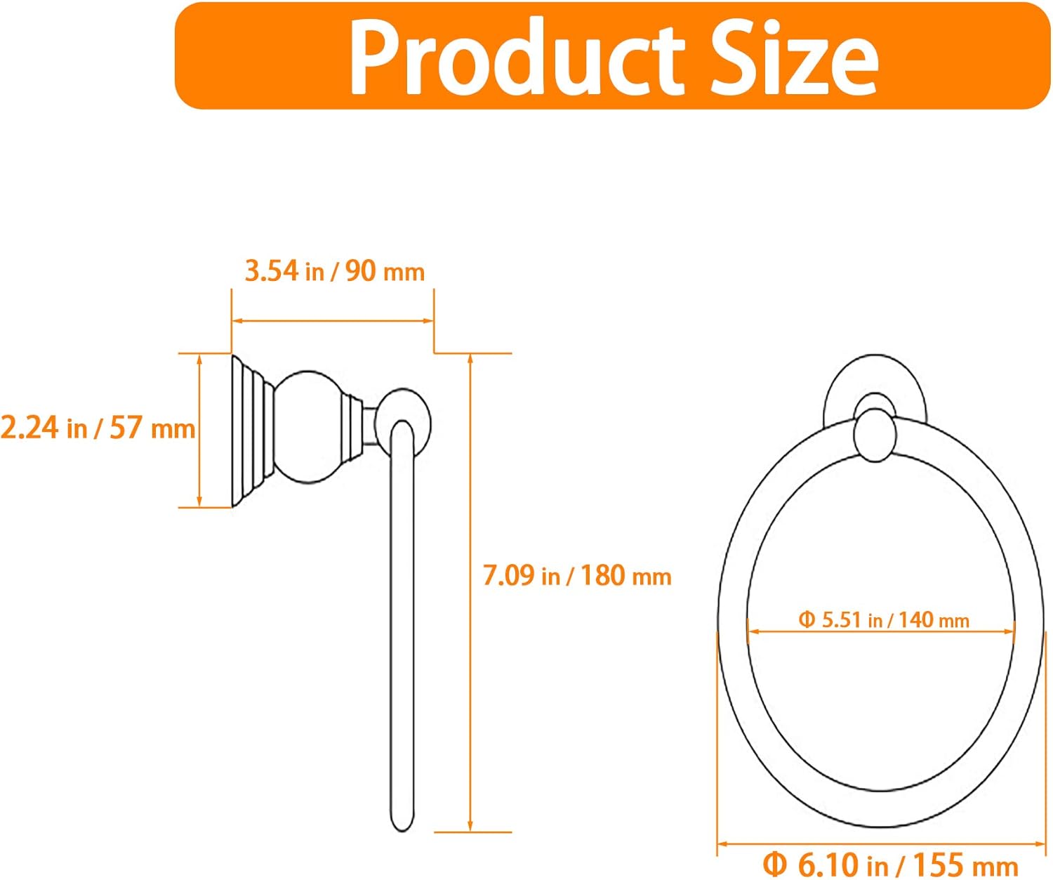 Aelce Towel Ring, for Bathroom and Kitchen, Towel Ring Chrome, Gold: Kitchen & Dining