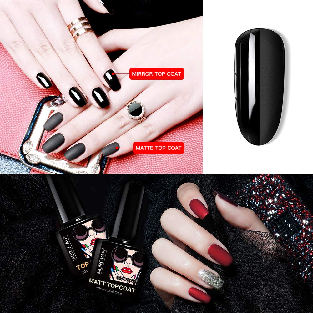 Morovan Gel Nail Polish Top Coat Base Coat Matte Top Coat Set, No Wipe Top Coat Long Lasting, Soak Off UVLED Gel(3PCS, 10ml Each Bottle) : Beauty