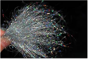 Tigofly 4g/Pack Holographic Silver Ice Dub 4inch Long Minnow Fly Tying Dubbing Materials Synthetic Sparkle Fibers