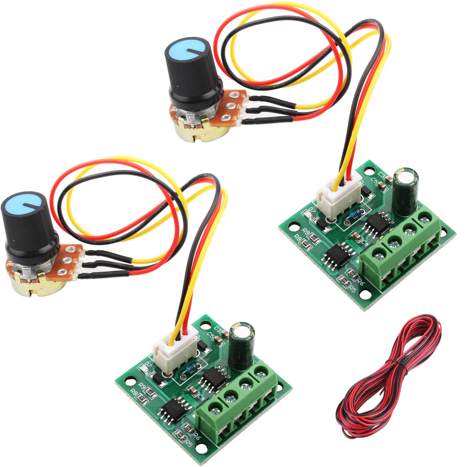 RUNCCI-YUN 2pcs Speed Controller 12V,DC PWM Controller 1.8V 3V 5V 6V 12V 2A DC Low Voltage Motor Controller Board Without Potentiometer Switch 1803BW