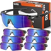 OXG 6 Pack Safety Glasses, Scratch Resistant Wraparound Lenses ANSI Z87.1 Protective Eyewear for Unisex