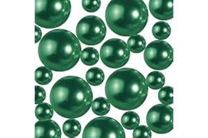 Cusmation 200Pcs Green Vase Filler Pearl Beads for Centerpieces Vases, No Hole Faux Polish Pearls for Floating Candle Home Birthday Wedding Party Table Decor（8/14/20mm）