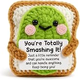 Heartfelt Gifting Funny Encouragement Gifts for Women, Coworkers, Friends - Cute Crochet Avocado Toast, Congratulations Gift for New Job Promotion, Emotion Positive Support Desk Decor