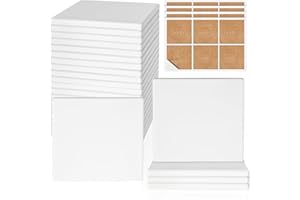 Ceramic Tiles for Crafts, GOH DODD 24 Pack Unglazed Blank Coasters with Cork Backing for Halloween Christmas Alcohol Ink Painting Acrylic Pouring Art Projects Gifts Wedding, Square, 4 Inch, White