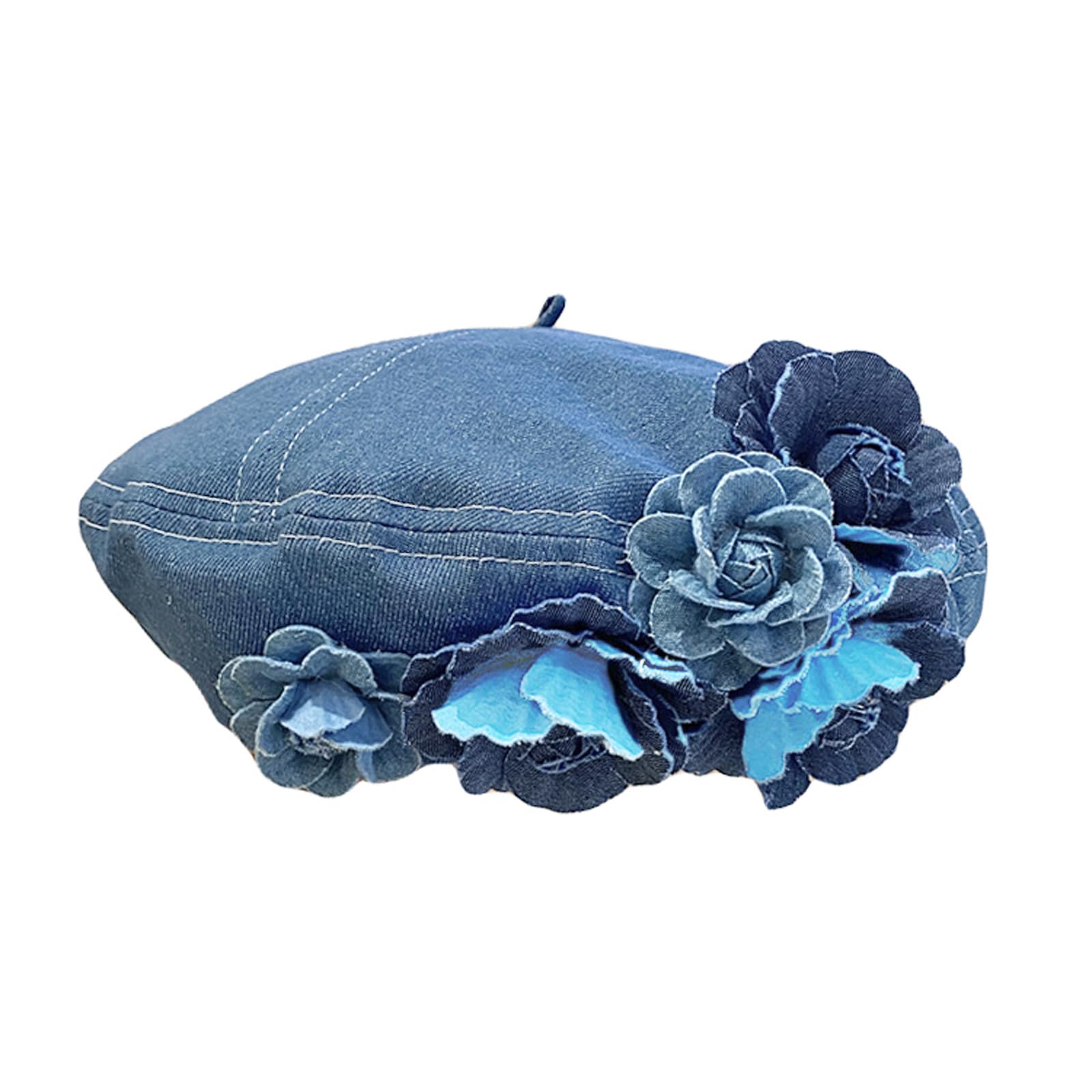 Photo 1 of ZARSIO Denim Beret Hat for Women, French Artist Painter Beret Casual Sun Hat with Adjustable Strap