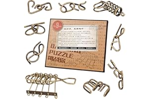 AHYUAN Large Metal Wire Puzzle Brone Metals Puzzles Stress Relief Toys 9 Pack Brain Teaser IQ Test Great Educational Metals Still Puzzle Games Toys Stocking Stuffers Party Favors for Kids Adults