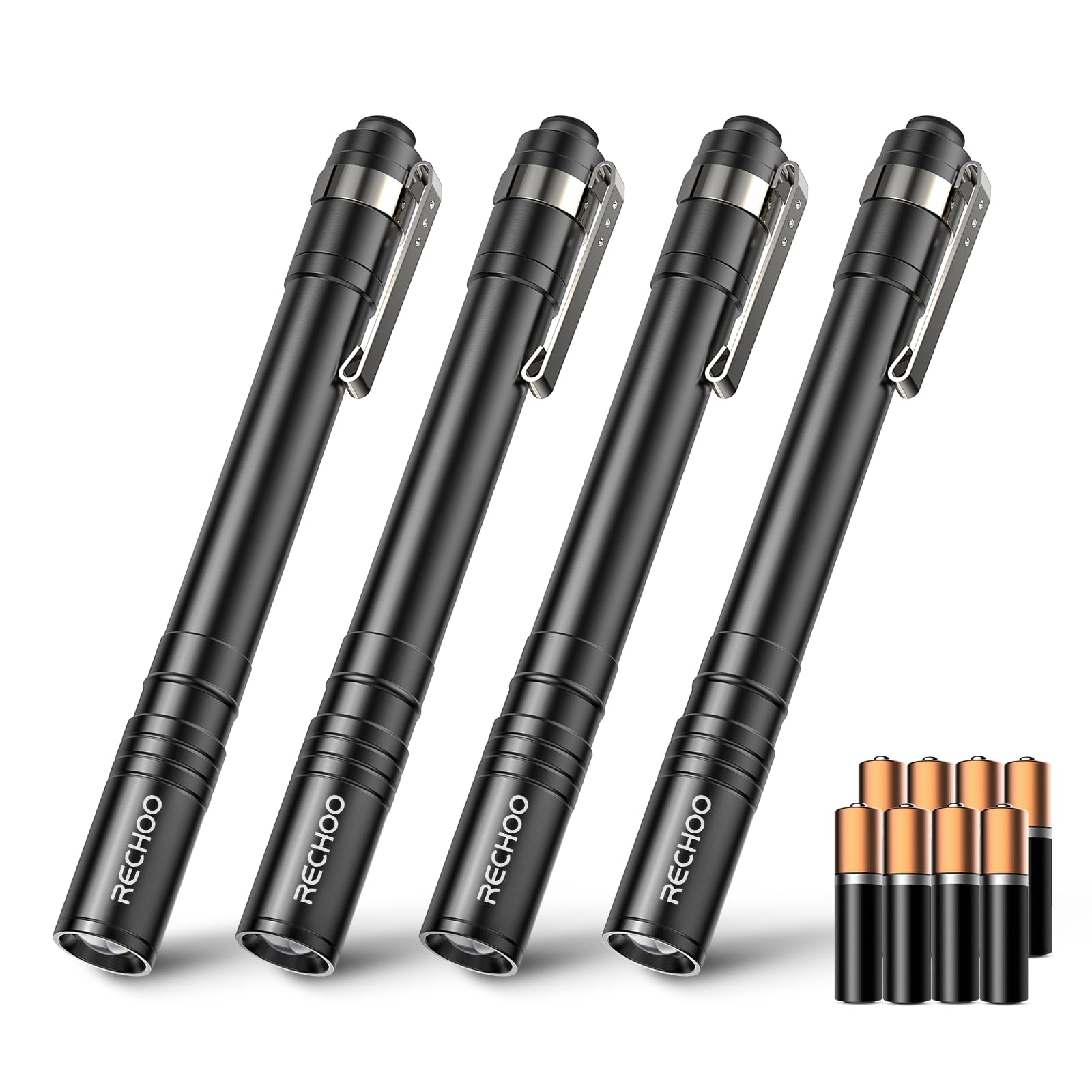 RECHOO LED Pen Light 4 Pack, Lightweight, Small