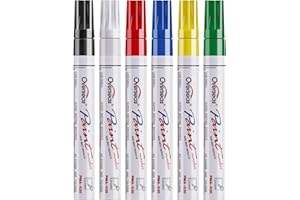 Overseas Paint Pens Paint Markers, 6 Colors Oil Based Permanent Markers, Medium Tip, Quick Dry and Waterproof Assorted Color Marker Pen for Metal, Wood, Plastic, Rock, Canvas, Glass, Rubber