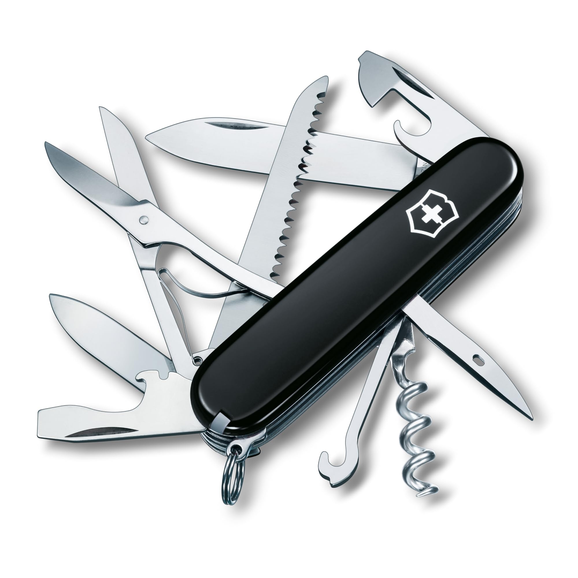 Photo 1 of Victorinox Huntsman Swiss Army Knife, 15 Functions, Swiss Made Pocket Knife with Large Blade, Screwdriver, Scissors and Wood Saw - Black