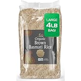 Jiva Organic Brown Basmati Rice 4 LB Bag - Premium Quality, Authentic Indian Origin, Whole Grain