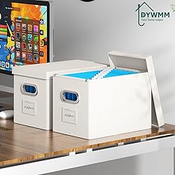 DYWMM Hanging File Box with Lid, Set of 2 Filing