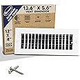 12" x 4" Duct Hole [13.6" x 5.6" Face] Aluminum Single Deflection Adjustable Air Supply Register with Multi-Shutter Damper - High Airflow - HVAC Wall Vent Cover