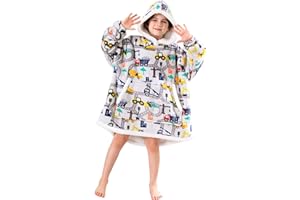 SOFTAN Blanket Hoodie, Sherpa Fleece Wearable Blanket for Kids, Plush Flannel Hooded Blanket, Sweatshirt Gift with Giant Pocket