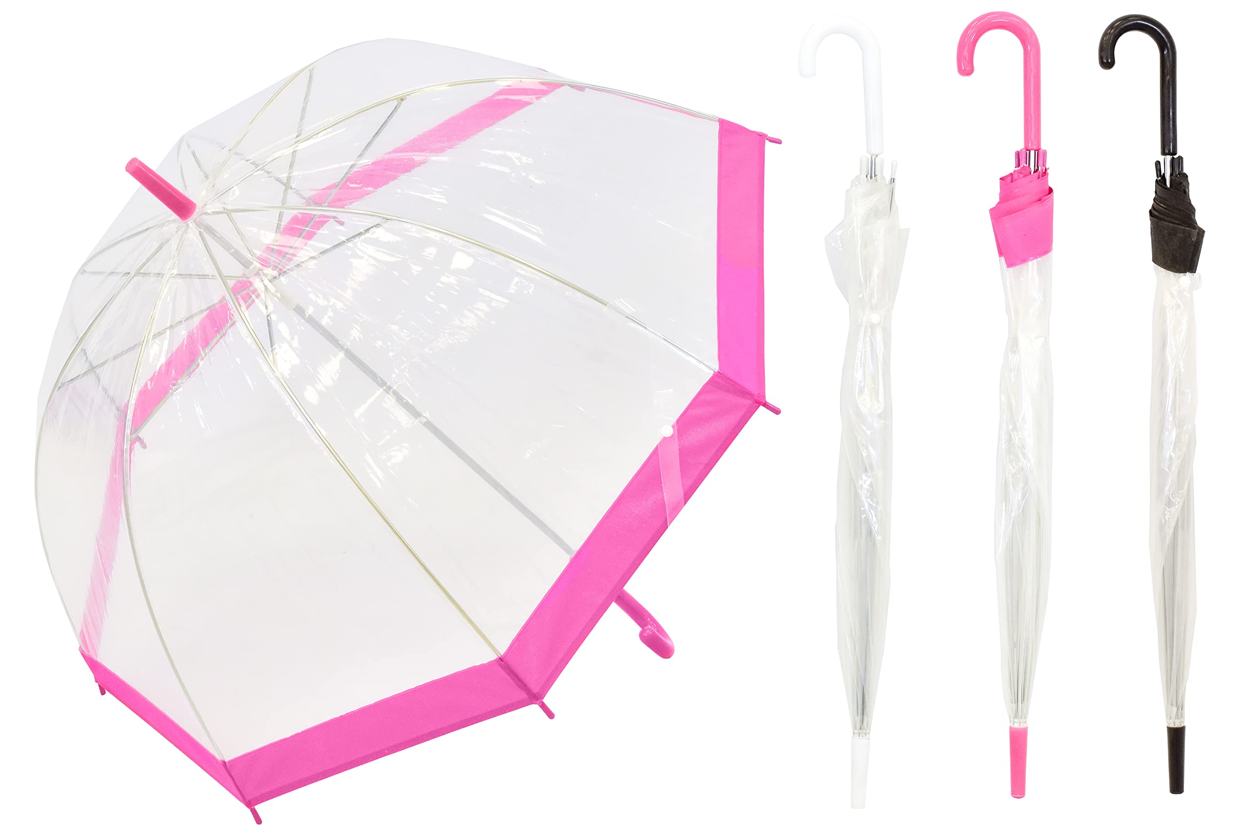 KandyToys Transparent 80Cm Umbrella Assorted Coloured Tip And Handle