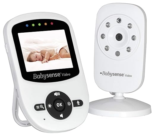 Babysense Video Baby Monitor with Infrared Night Vision, Two Way Talk Back, Room Temperature, Lullabies, Long Range and High Capacity Battery