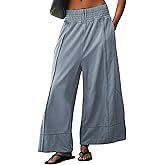 TAQCUX Womens Wide Leg Pants Casual Elastic High Waist Baggy Sweatpants Loose Cotton Lounge Palazzo Trousers