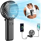 HandFan 5200mAh Upgraded Handheld Fan, 5 Speeds Strong Airflow Hand Fan [27 Working Hours], 180° Foldable Compact Design Personal Fan Handheld with Lanyard for Travel/Disney/Concerts/Women(Black)