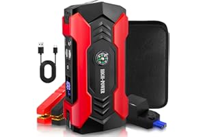 UINCLU Car Jump Starter, 3000A Peak Car Battery Charger, 12V Jump Box Jumper Battery Pack (up to 10L Gas or 8.5L Diesel) with Portable Charger, Emergency LED Light, Escape Safty Hammer, Compass (Upgraded)