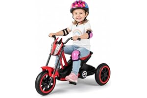 HONEY JOY Kids Motorcycle Pedal Car, Pedal Powered Toddler Tricycle with Easy-Grip Handles, Forward/Backward, Non-Slip Wheels