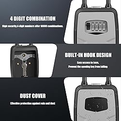 Key Lock Box Outdoor with Code, Large Key Lockbox