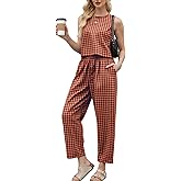 PJFPJF 2 Piece Sets For Women 2026 Summer Matching Wide Leg Crop Pants Outfits Travel Vacation Beach Lounge Sets