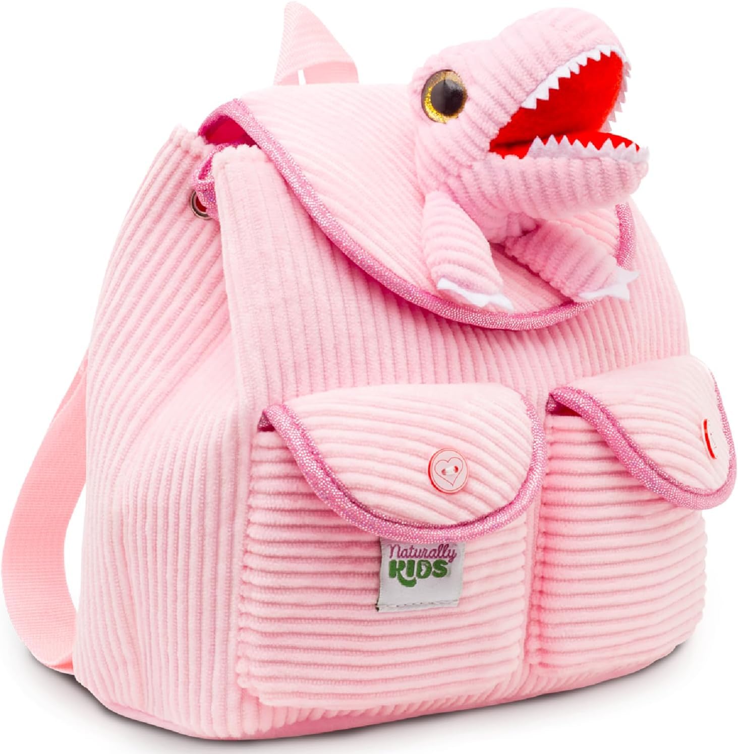 Naturally KIDS Mini Pink Dinosaur Backpack, Dinosaur Toys for Girls, Toddler Backpack for Girls w Stuffed Animal