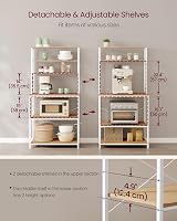 VASAGLE Kitchen Storage Rack 6 Shelves 6 Hooks Golden Oak White KKS019W09 view 7