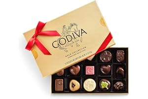 GODIVA CHOCOLATIER Godiva Red Bow Gold Assorted Chocolate Gift Box, Belgian Dark and Milk Chocolates with Pralinés, Ganaches & Caramels, Gourmet Holiday Gift, Non-GMO & Kosher, 15 Pc