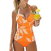 CUPSHE Women's Tankini Sets Two Piece Swimsuit Plunging V Neck Wide Straps Underwire Bathing Suit Mid Rise