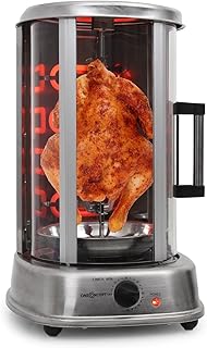 OneConcept Kebap Master Pro - Dönergrill, Hähnchengrill, Gyrosgrill, Vertikalgrill, Drehgrill mit Drehspieß, Elektro-/ Tischgrill für zu Hause, max. 1500 Watt, 360° Hitzeverteilung, Silber