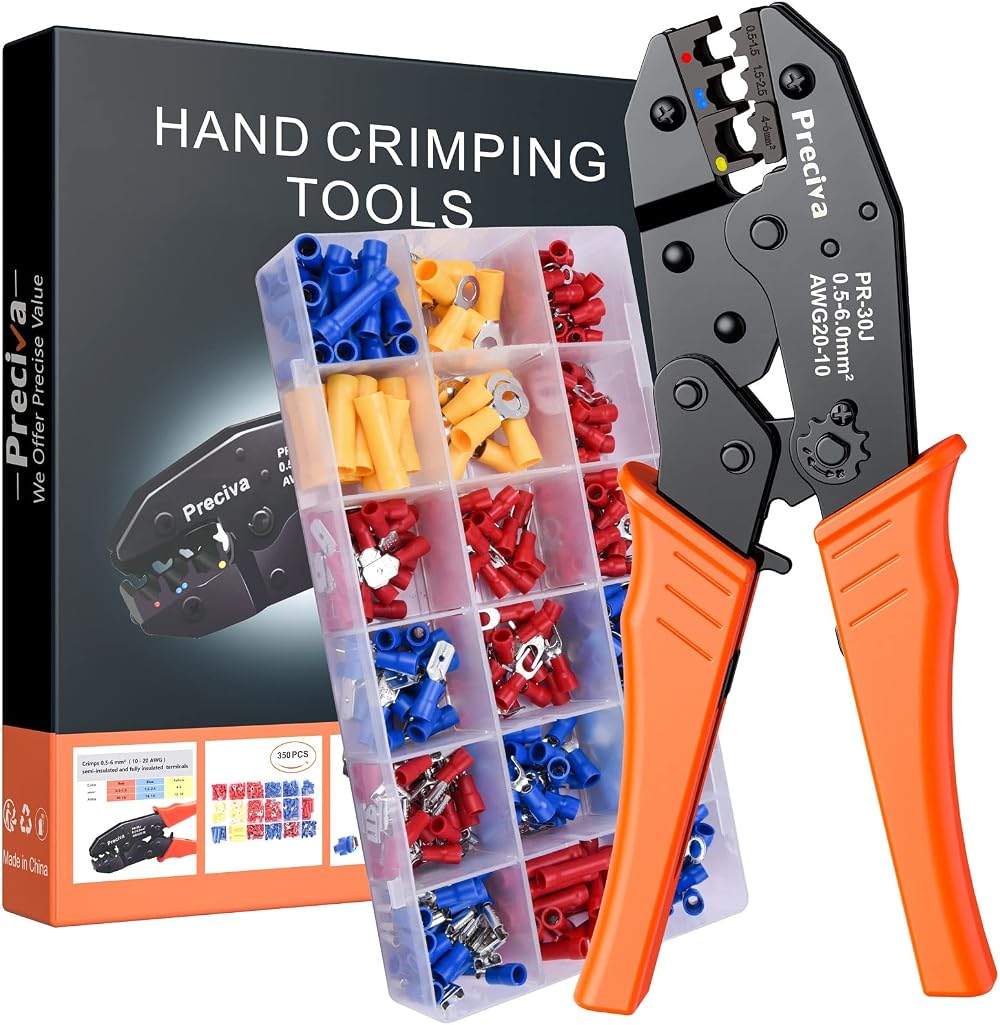 Preciva Insulated Wire Terminal Crimping Tool Kit 0.5-6mm² Ratchet Crimper