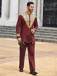 Pacinoble Mens African 2 Piece Set Metallic