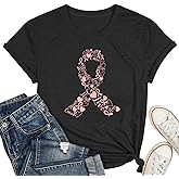 PQZ Breast Cancer Shirts for Women Cancer Awareness Tee Womens Butterfly Tee Shirt Cancer Survivor Tops