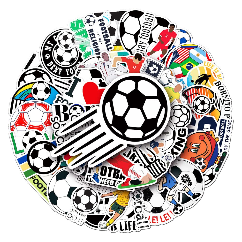 Modern Soccer Vinyl Stickers, 50 PCS Waterproof Cartoon Football Sport Decals for Laptops, Scrapbooking, Journals, Notebooks, Water Bottles, Suitcases, Phones & DIY Decor — image 1
