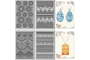 CHGCRAFT 4Sheets Lace Floral Pattern Polymer Clay Texture Sheet Branches and Leaves Rubber Clay Texture Mat for Polymer Clay Making Earrings Jewelry DIY Crafts 4x2.6inch