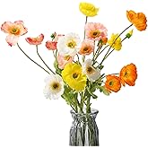 Canlierr 6 Pcs Silk Artificial Flowers Faux Silk Poppy Flowers for Spring Home Kitchen Wedding Decorations Floral Arrangement Vase Bouquet Outdoor Party Decor Table Centerpiece (Mixed Colors)