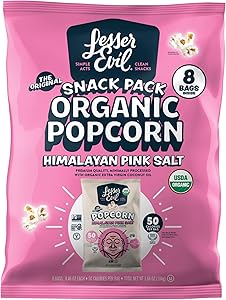 LESSEREVIL Organic Himalayan Pink Salt Popcorn 8pk, 0.46 OZ