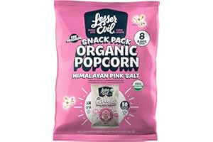 LESSEREVIL Organic Himalayan Pink Salt Popcorn 8pk, 0.46 OZ