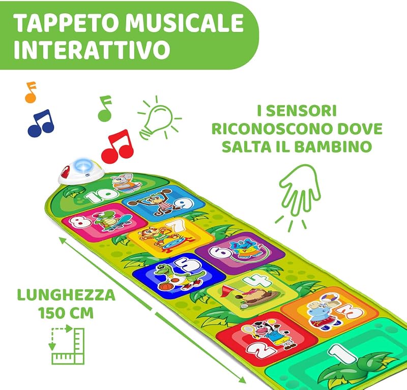 Tappeto Musicale Jump&Fit, Gioco Elettronico per Bambini con Luci e Suoni, Gioco Della Campana