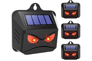 JAHY2TECH 2024 Solar Nocturnal Animal Repeller, 4 Pack Cat Repellent Outdoor with Red LED Light, Waterproof Deer Deterrent Devices, Predator Lights for Chicken Coop Yard to Repel Cat Dog Deer Coyote Skunk Fox