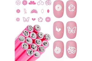 WOKOTO 15pcs Flower Heart Butterfly Nail Art Stamp Pen Set, Easy Designs Nail Stamper Tools For Women Multiple Pattern Nail Stamping Pens, Nail Design Stamp Ideal For Home DIY Stamper Nails Kit