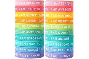CYCLUSIVE 20 Pieces Students Inspirational Wristbands Rubber Bracelets Fun Motivational Wristbands for Kids Students Back to School Gifts