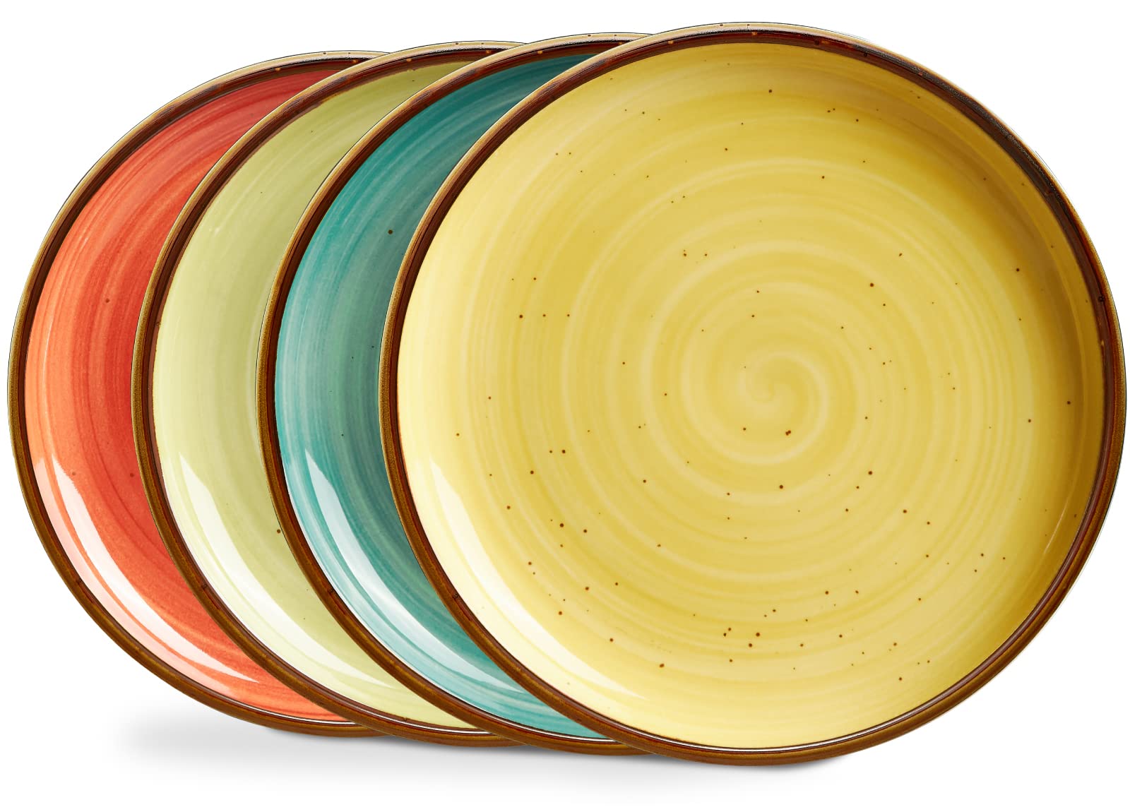 ONEMORE Porcelain Dinner Plates 8.5 inch Dessert Salad Plates Ceramic Plates with Speckle Serving Dishes Set of 4, Microwave, Oven and Dishwasher Safe