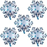 Christmas Snowflake Balloons Set 5pcs Large Snowflake Foil Balloons Kit for Winter Wonderland Decorations Christmas Supplies Birthday Wedding Party Favor Blue White