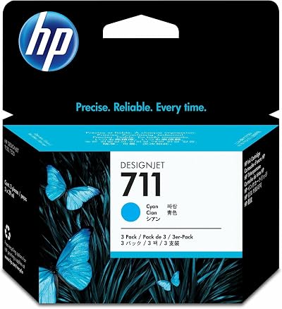HP 711 Cyan 29ml 3-Pack Ink Cartridges CZ134A for DesignJet T530 T525 T520 T130